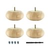 Architectural Products By Outwater 2-1/2 in x 5-1/2 in Unfinished Hardwood Round Bun Foot, 4 Pack w/ 4 Free Insert Nuts and Drill Bit 3P5.11.00036